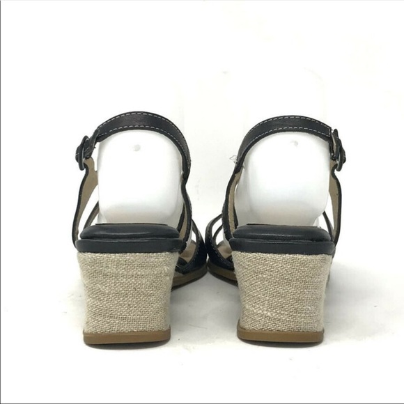 BeautiFeel Black Leather Wedge Heels Sandals Size 38 - Picture 4 of 16